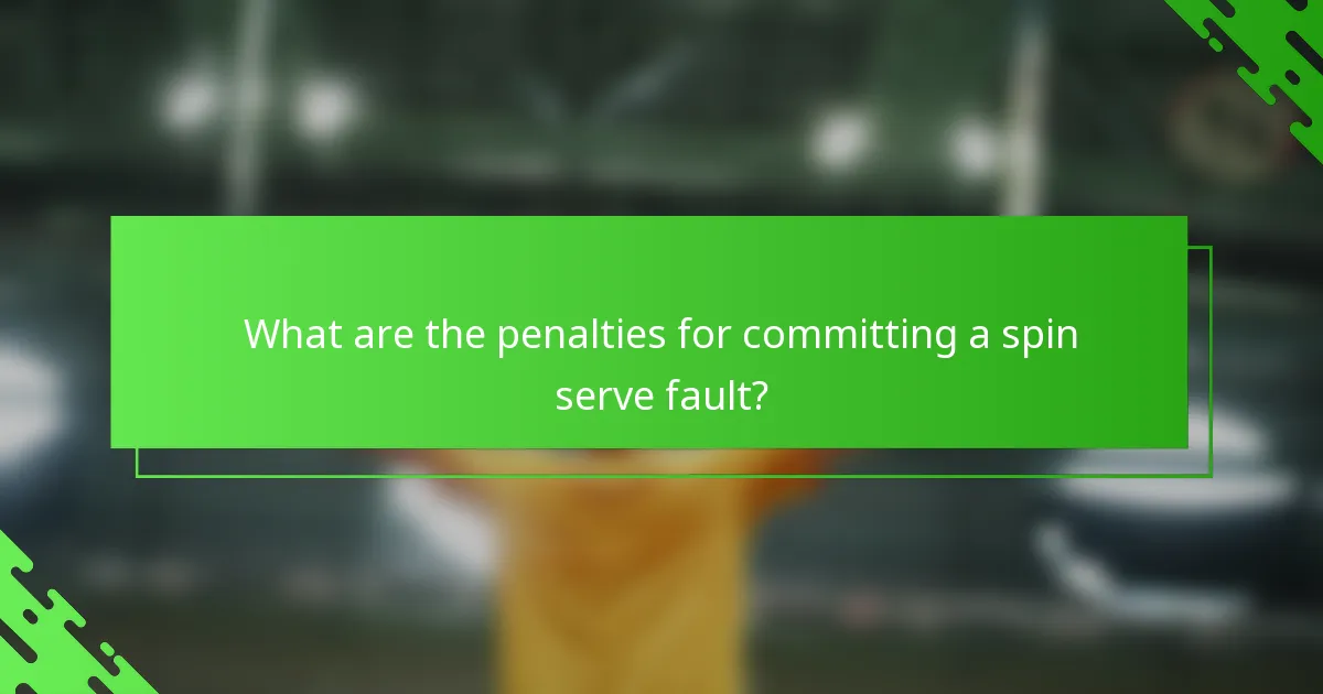 What are the penalties for committing a spin serve fault?